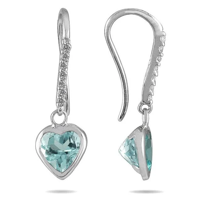 minimalist apex peak earrings-Marquee 14K White Gold Aquamarine and 1/10ct TDW Diamond Earrings (I-J, I1-I2)