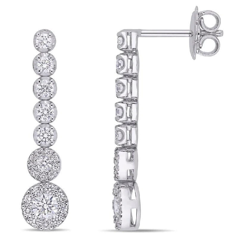 modern contoured drop earrings-Miadora 14k White Gold 1ct TDW Diamond Graduated Dangle Earrings