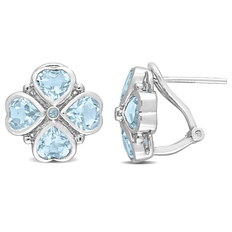 minimalist curve peak earrings-Miadora 4 2/5ct TGW Sky Blue Topaz Floral Clipback Earrings Sterling Silver