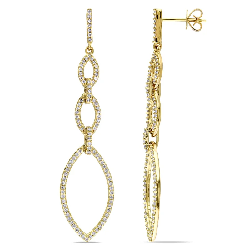 minimalist crest summit earrings-Miadora Signature Collection 14k Yellow Gold 7/8ct TDW Diamond Dangle Earring