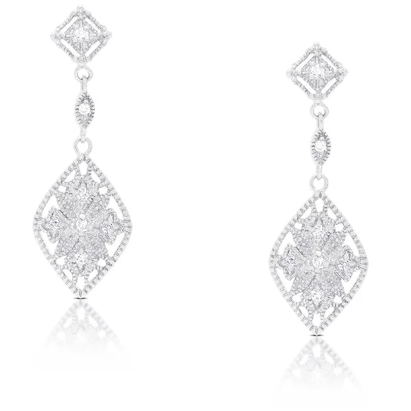 artisan-crafted gold earrings-Samantha Stone Sterling Silver Cubic Zirconia Dangling Earrings