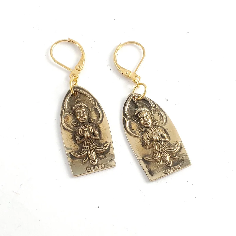 polished rose arc earrings-Vintage Siam Brass Spoon Earrings