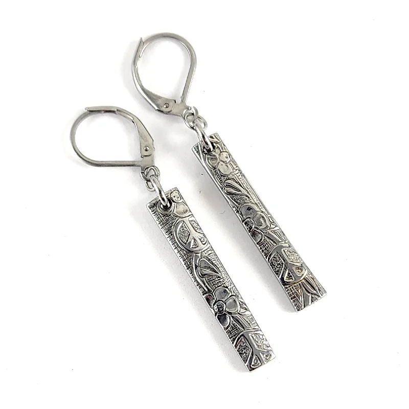 minimalist crest peak earrings-Woodstock Stainless Steel Spoon Bar Earrings