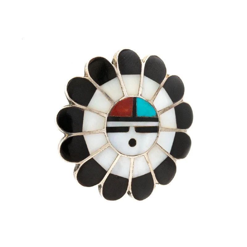 1970's Zuni Sun Face Brooch