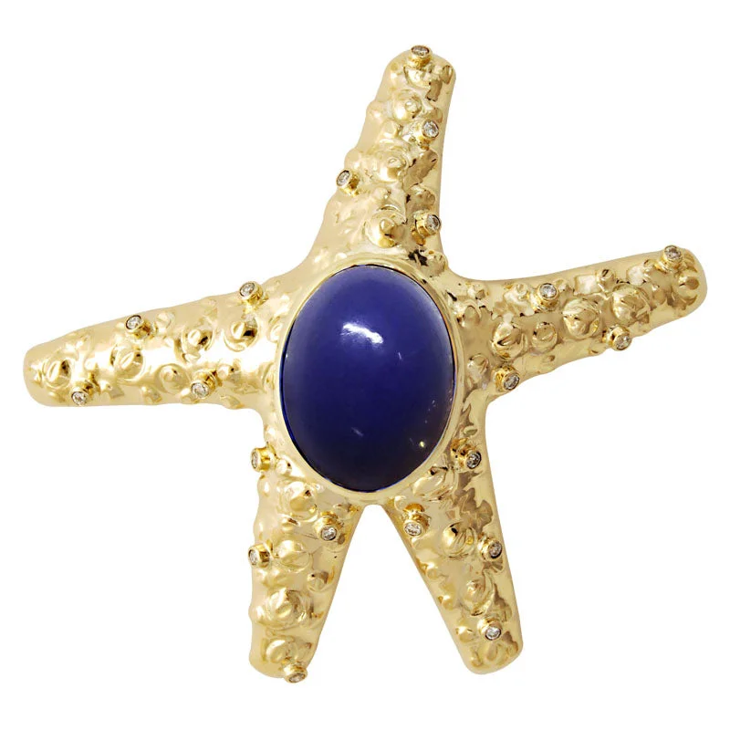 Brooch-Lapis Lazuli and Diamond