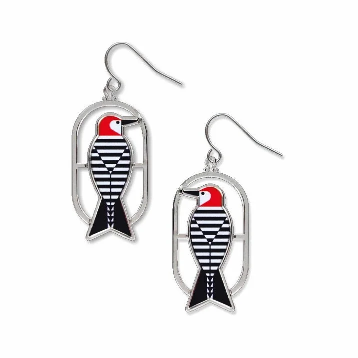 Charley Harper Woodpecker Earrings