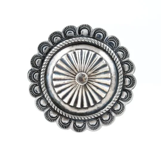 Chunky Silver 1950's Concho Brooch