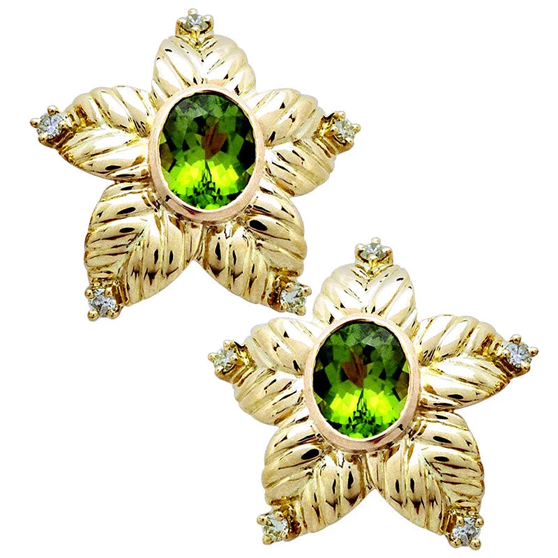 Earrings-Peridot and Diamond