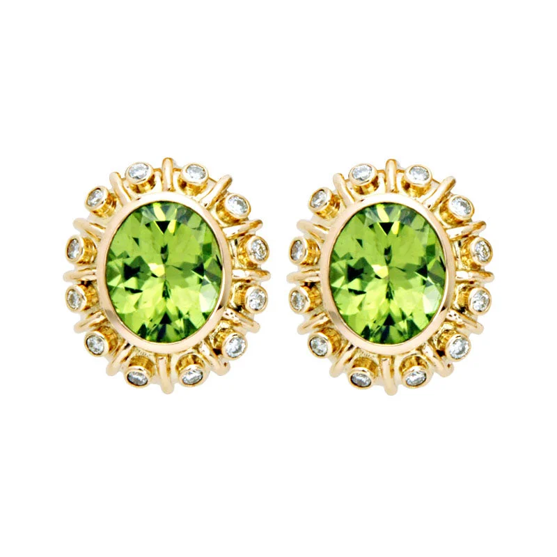 Earrings-Peridot and Diamond