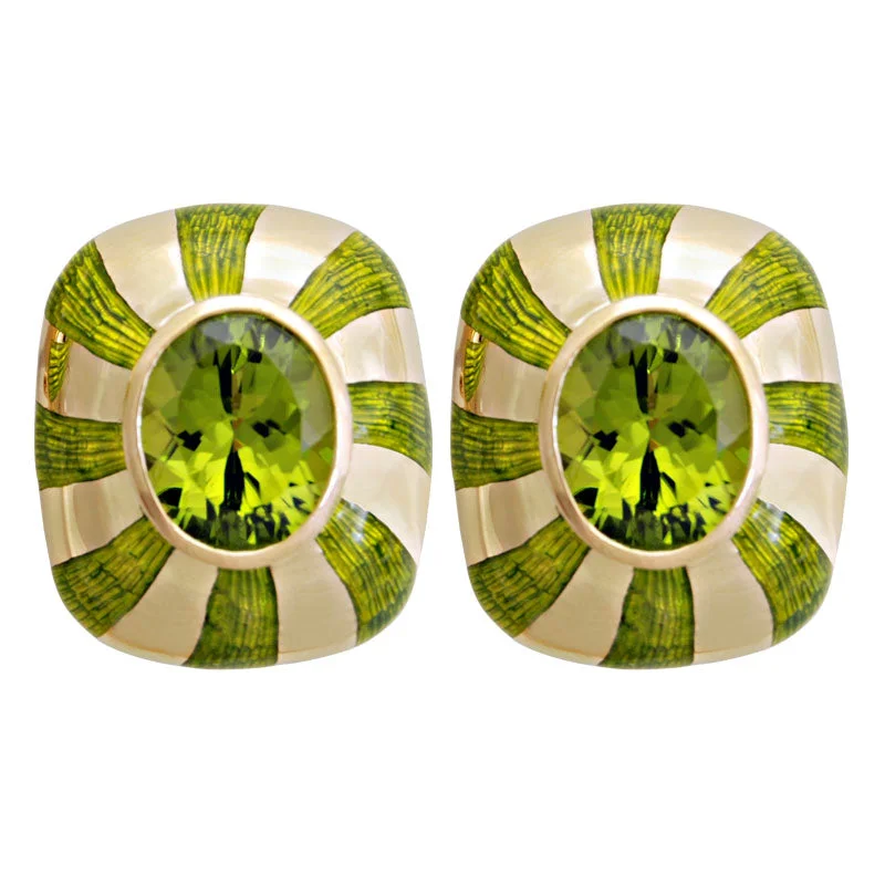 Earrings-Peridot (Enamel)