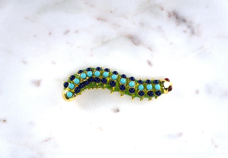 Enamel Caterpillar Brooch