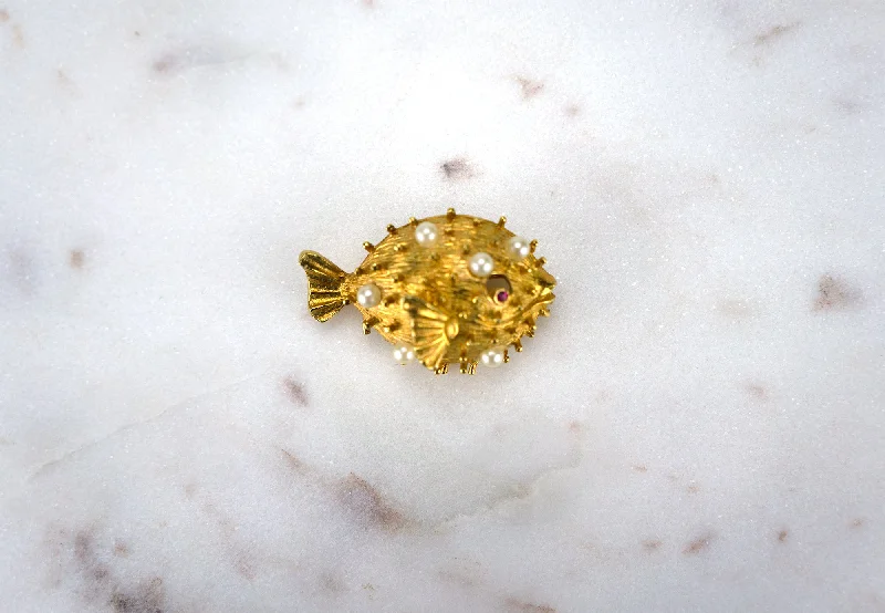 Puffer Fish Brooch