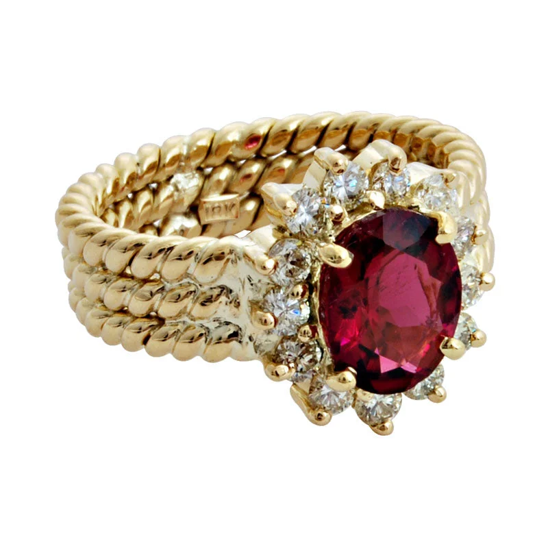 Ring-Rubellite and Diamond