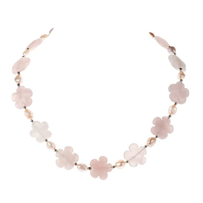 Rose Quartz Sakura Cherry Blossom Necklace