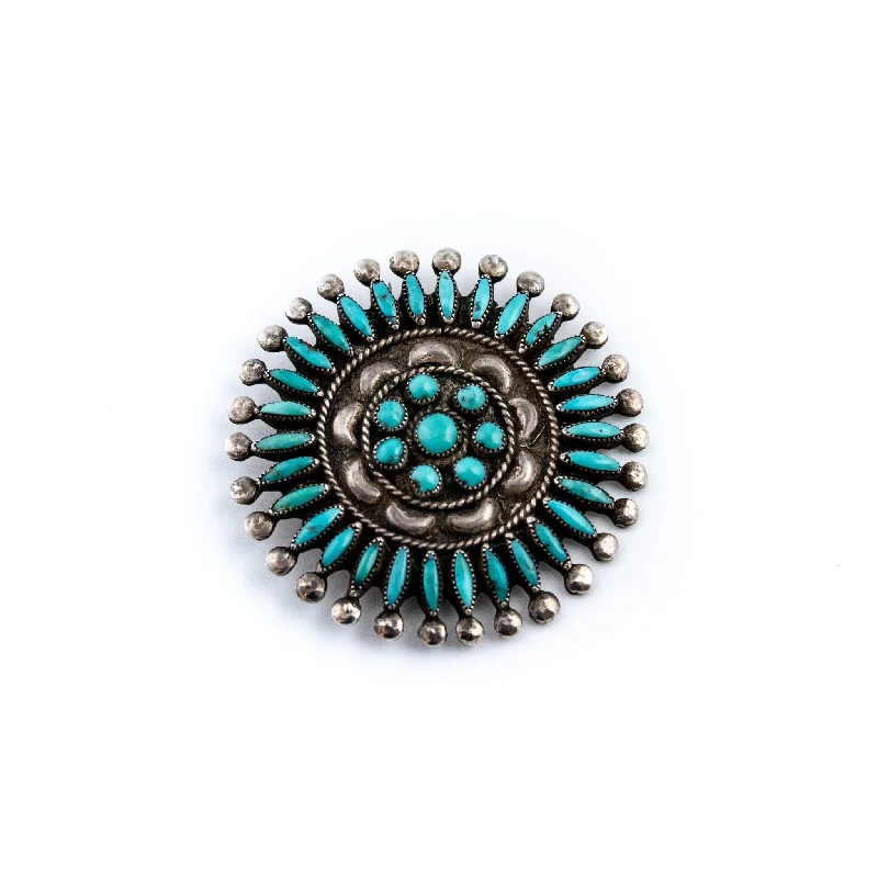 Zuni  Needlepoint Wheel Brooch